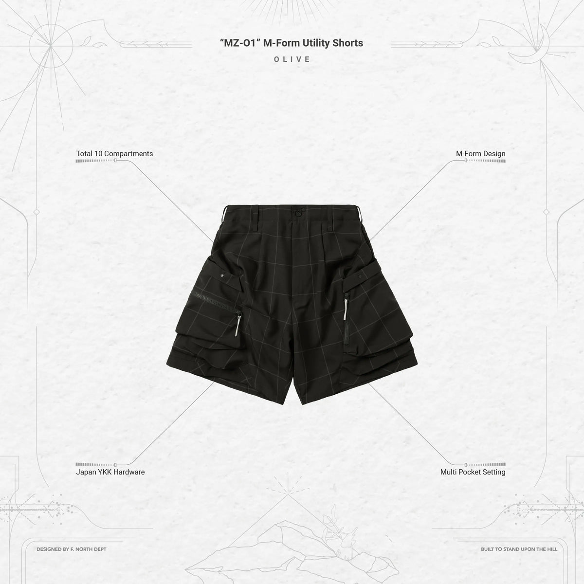 Pre order Goopimade “MZ-O1” M-Form Utility Shorts - Olive