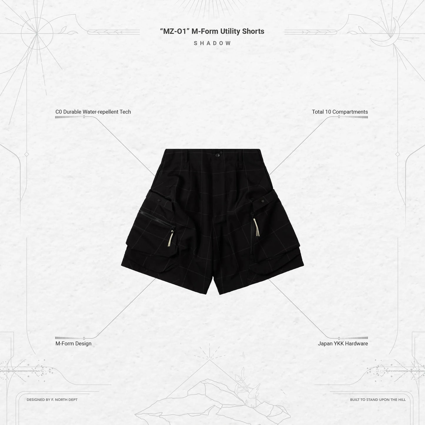 Pre order Goopimade “MZ-O1” M-Form Utility Shorts - Shadow