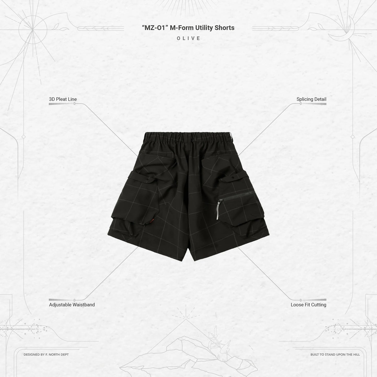 Pre order Goopimade “MZ-O1” M-Form Utility Shorts - Olive